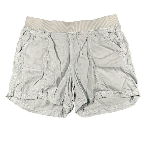 Sonoma Womens Medium Light Gray Linen Blend Pull-On Shorts Elastic Waist Pockets - Picture 1 of 14
